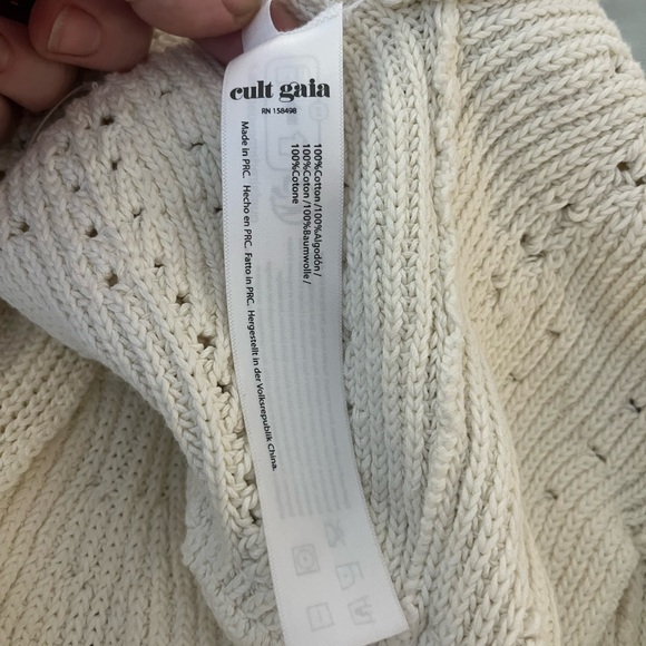 Cult Gaia M Floreana paneled dress Cream Crochet Halter Dress - Picture 9 of 9